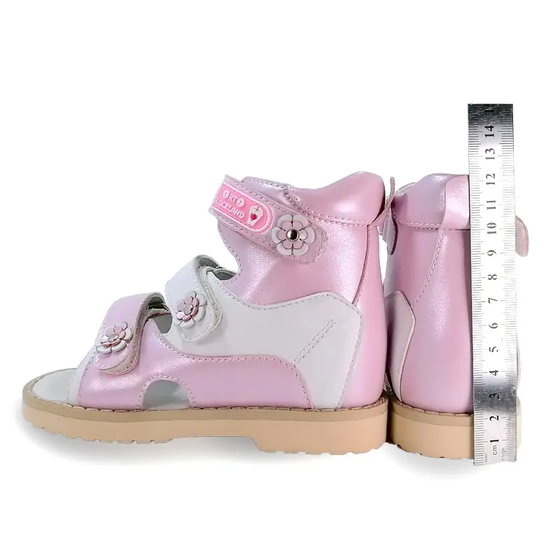 Ortoluckland Baby Princess Girls Sandals Children Orthopedic Shoes  For Kid  Toddler Flower Leather Footwear With Arch Support