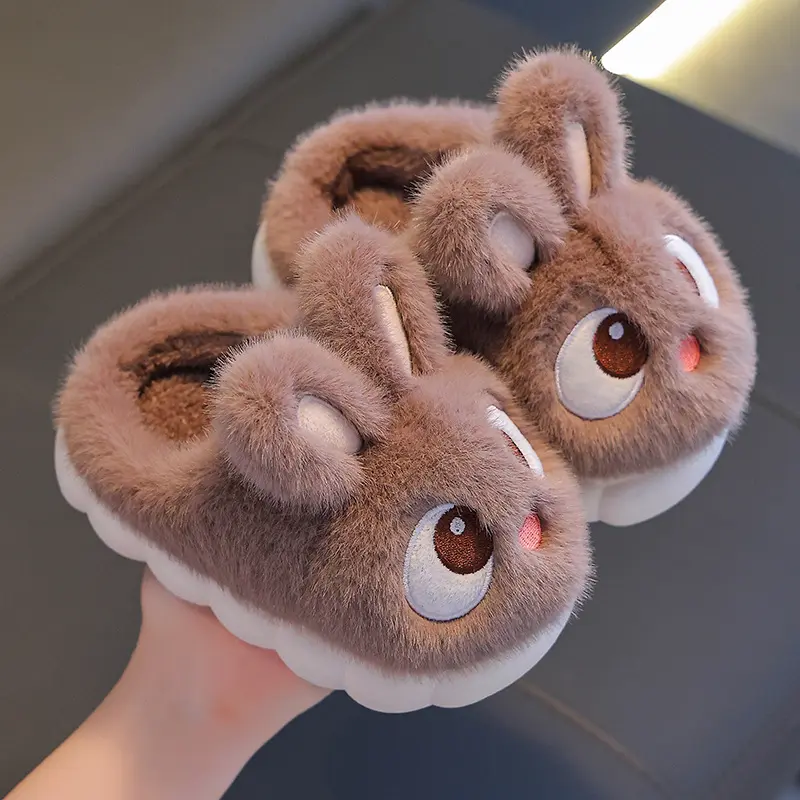 2024 New Cute Rabbit Children's Cartoon Winter Slippers Comfortable Warm House Shoes Boys Girls Indoor Home Fluffy Slippers
