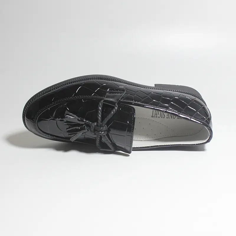High Quality Boys Formal Shoes Crocodile Print Leather Loafers Solid Anti-slip Kids Moccasins Black Tassel Slip On Children Shoe