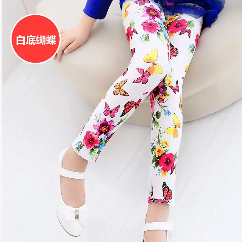 New Style Spring Autumn Children Leggings Flower Butterfly girls pants kids legging