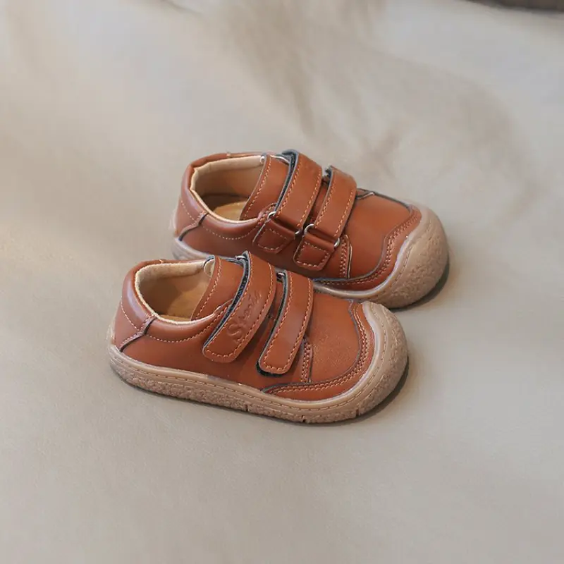 2025New Baby Shoes Microfiber Leather Toddler Boys Barefoot Shoe Star Soft Sole Girls Outdoor  Fashion Kids Leather Shoes