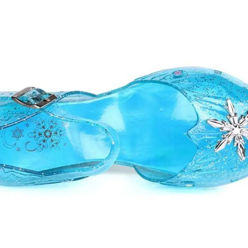 Children's Sandals Summer Crystal Shoes Classic Frozen Princess Elsa Jelly High Heels Party Dance Blue Shoes Size 26-35