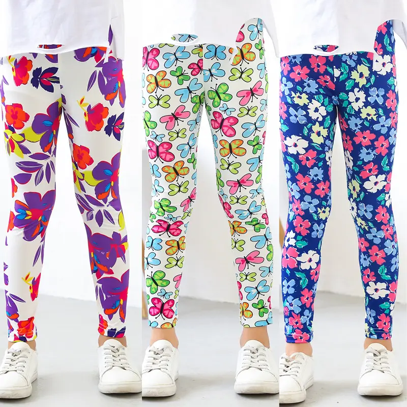 Girls Leggings Korean Fashion Thin Stretch Printed Pants Spring Summer Autumn Children's Clothing 2-12Y