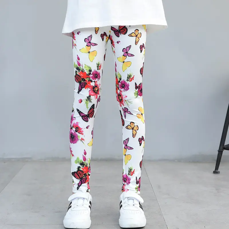Girls Leggings Korean Fashion Thin Stretch Printed Pants Spring Summer Autumn Children's Clothing 2-12Y