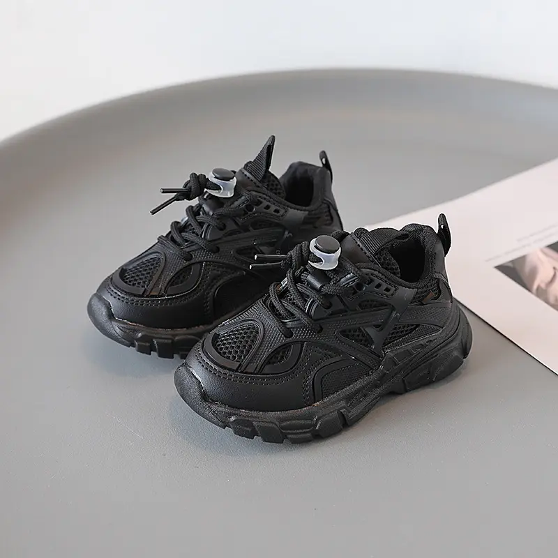 Children Shoes 2025 Spring Autumn Kids Sneakers Soft Breathable Mesh Unisex Boys Girls Casual Sport Shoes Black, White