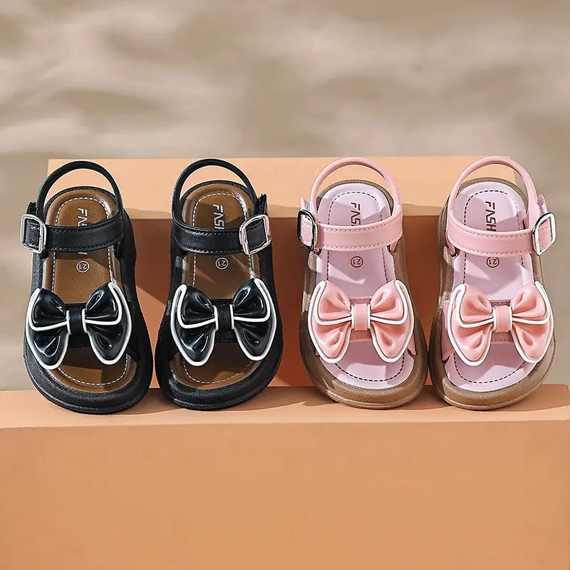 New Fashionable Girls Sandals Summer Bow Princess Sandals 3-14 Years Old Students Children Outside Wearing Versatile Sandals