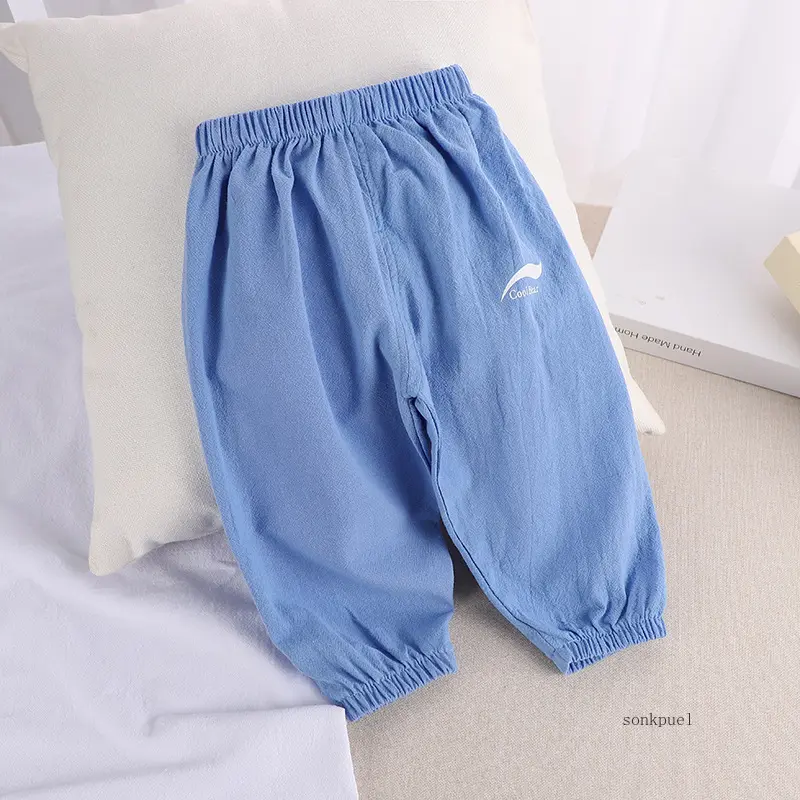 1 2 3 4 5 Years New Children's Anit-mosquito Pants Summer Baby Air Conditioning Bloomers Boys and Girls Cotton and Linen Pants