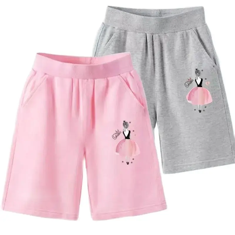 Summer Fashionable Thin Baby Girls' Loose Fit Casual Shorts with Butterfly Print Cute Trendy Sweatpants Kids' Clothing