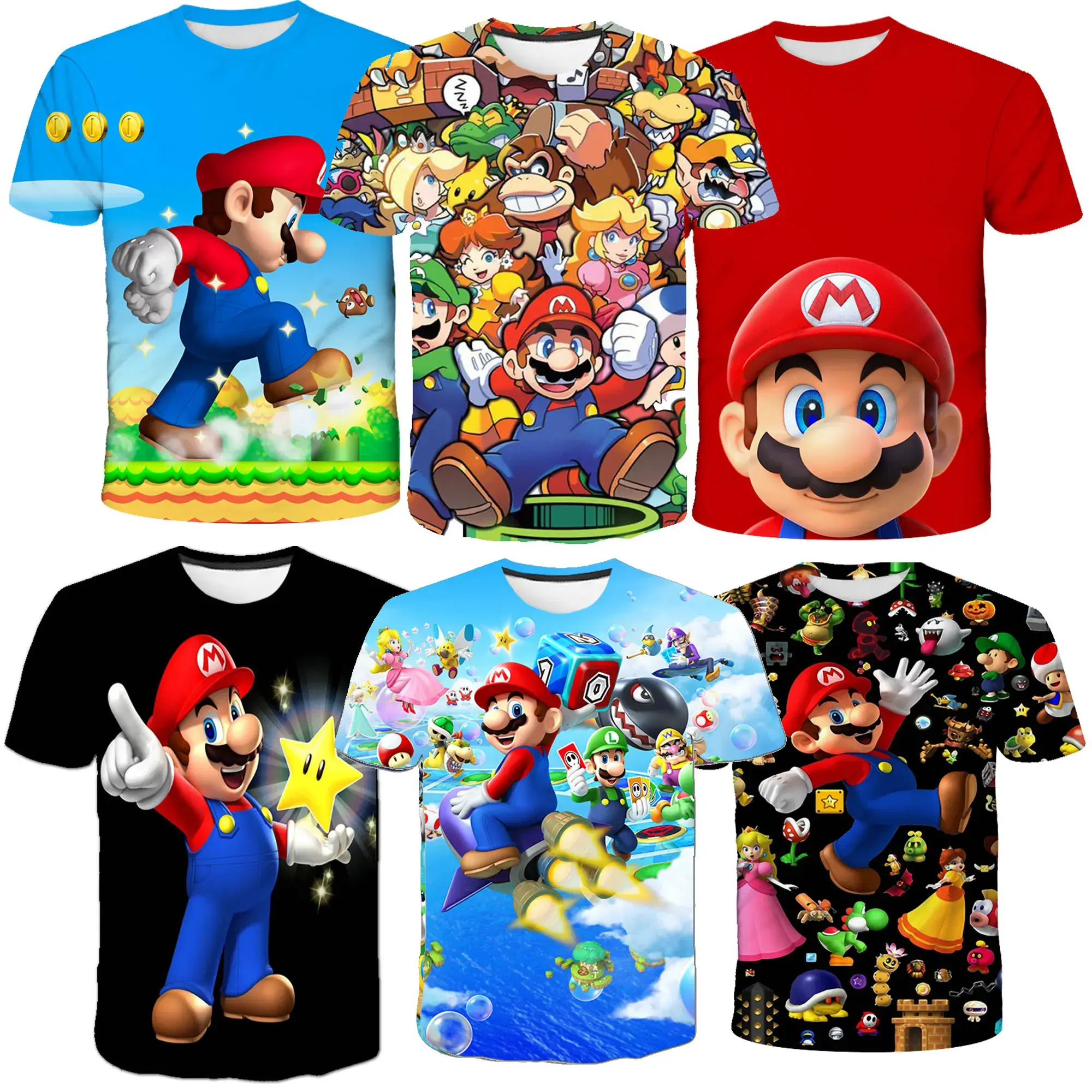 3-8 Years Old Toddler Clothing Super Mario T-shirt Boys Girls T Shirt Kids Clothes Kawaii Cartoon T-shirt Boy Tops Tees Summer