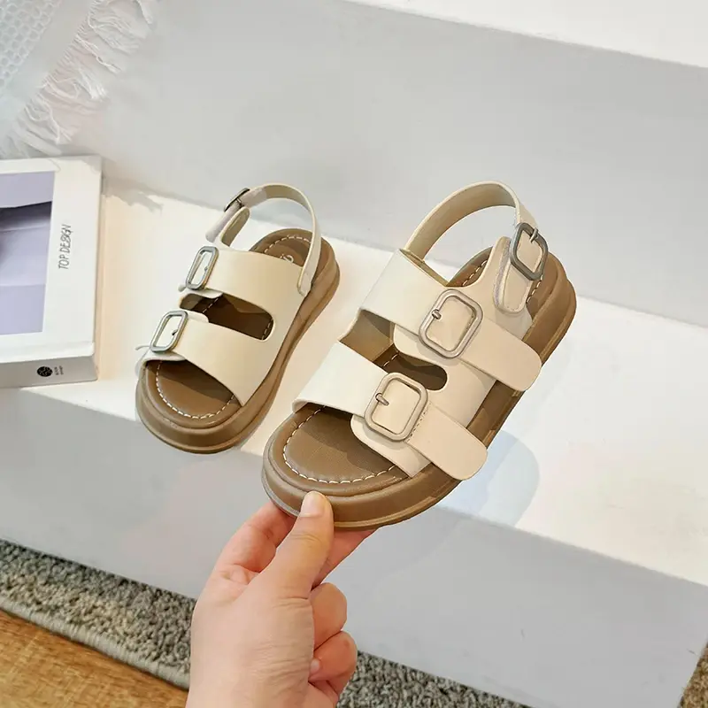 Fashion Summer Solid Color Comfortable Baby Children Thick-soled Slippers SHoes  Sweet Girls and Boy Open Toe Beach Sandals