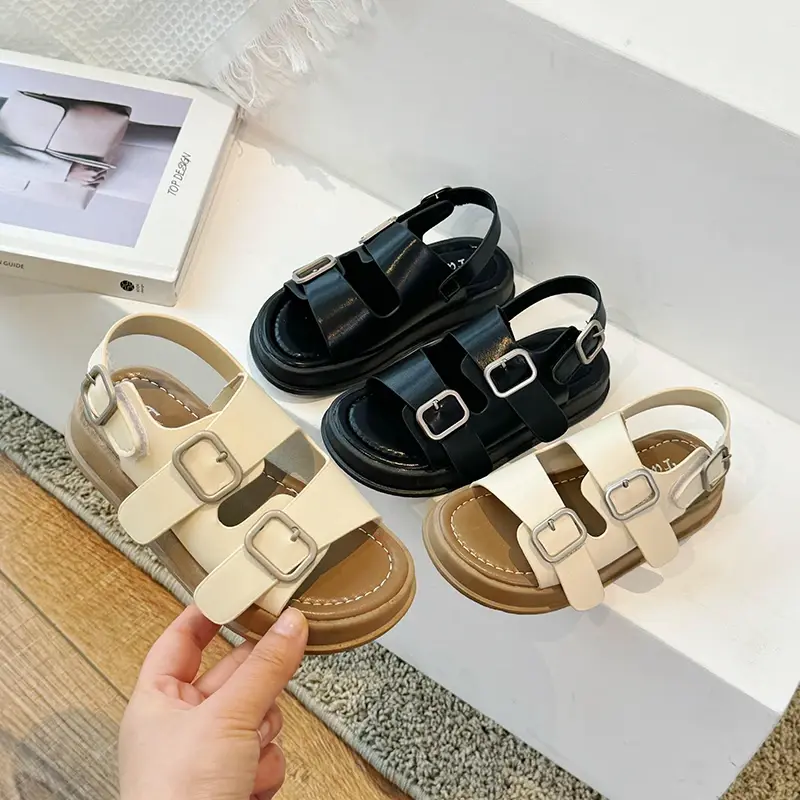 Fashion Summer Solid Color Comfortable Baby Children Thick-soled Slippers SHoes  Sweet Girls and Boy Open Toe Beach Sandals