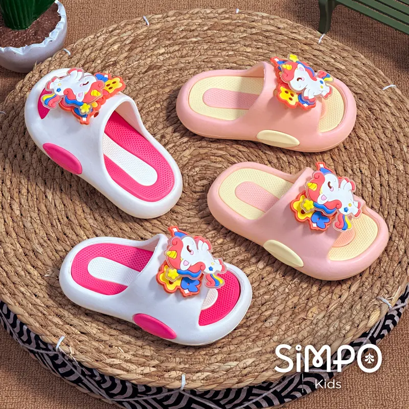 Children Slip On Footwear Rotating Unicorns Summer Cute Girl's Slippers Soft And Thick Sole Anti-slip Toddler Slides