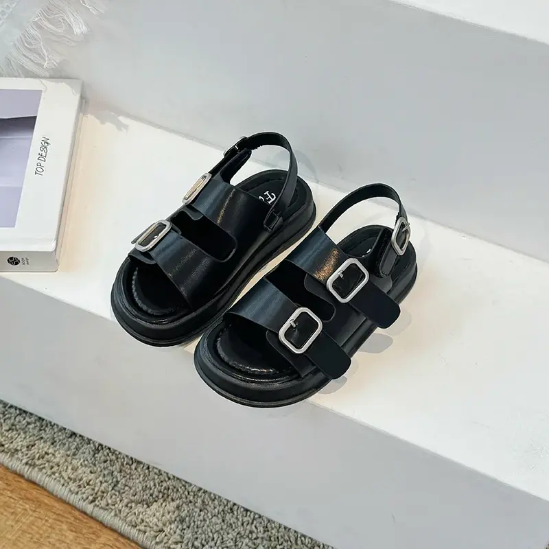 Fashion Summer Solid Color Comfortable Baby Children Thick-soled Slippers SHoes  Sweet Girls and Boy Open Toe Beach Sandals