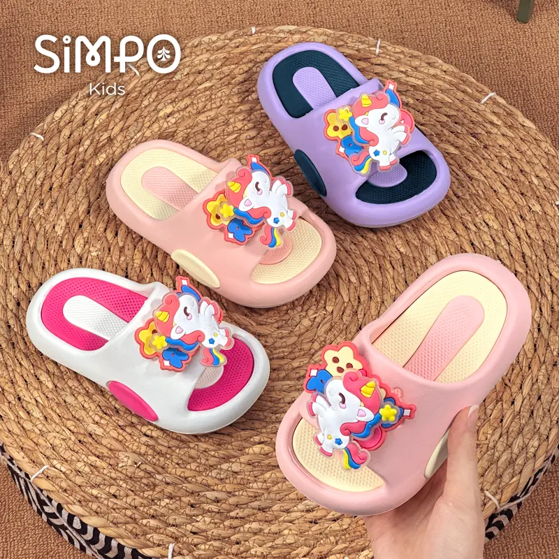 Children Slip On Footwear Rotating Unicorns Summer Cute Girl's Slippers Soft And Thick Sole Anti-slip Toddler Slides