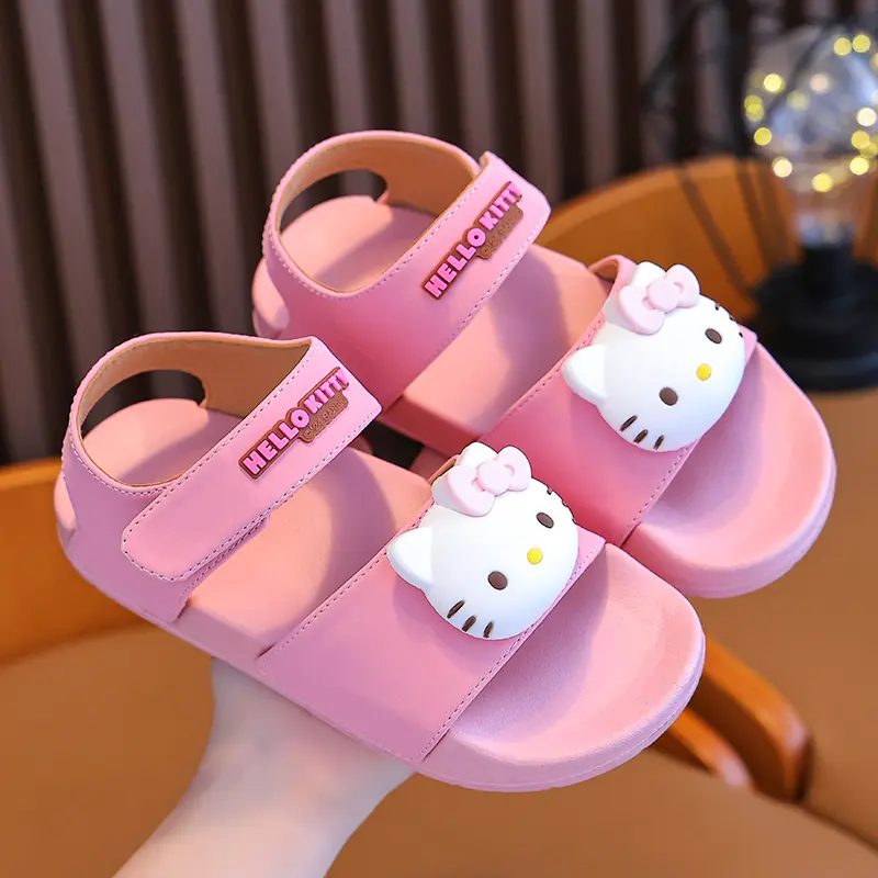 New Fashionable Girls Sandals Summer Sanrio HelloKitty Sandals 3-14 Years Old Students Children Outside Wearing  Sandals