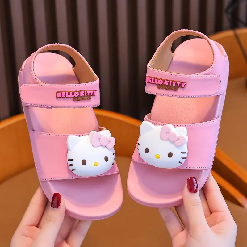 New Fashionable Girls Sandals Summer Sanrio HelloKitty Sandals 3-14 Years Old Students Children Outside Wearing  Sandals