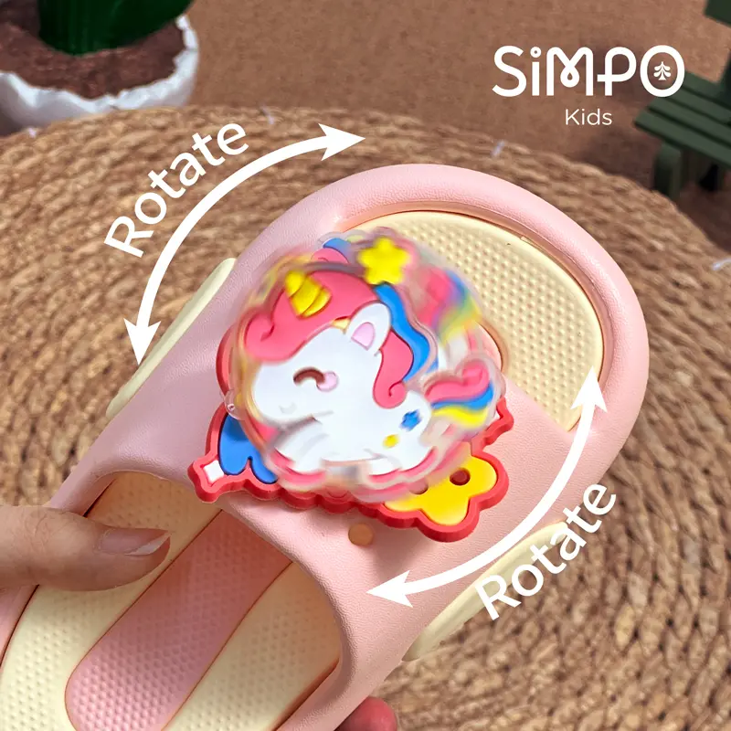 Children Slip On Footwear Rotating Unicorns Summer Cute Girl's Slippers Soft And Thick Sole Anti-slip Toddler Slides