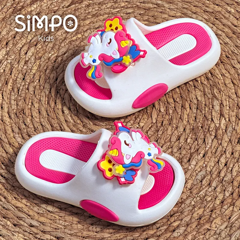 Children Slip On Footwear Rotating Unicorns Summer Cute Girl's Slippers Soft And Thick Sole Anti-slip Toddler Slides