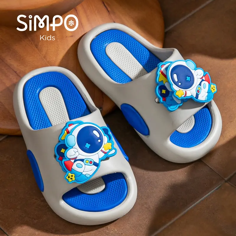 Thick Sole Open Toe Slippers Slip On Children's Sandals Toddler Slides For Boy Summer Spaceman With Rotating Charms Slippers