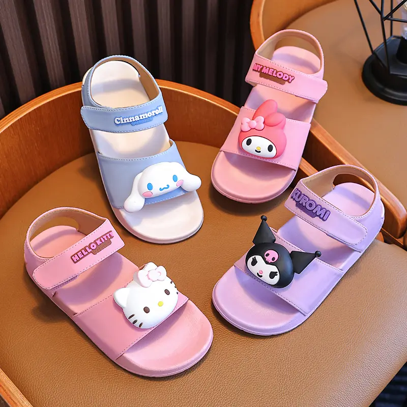 New Fashionable Girls Sandals Summer Sanrio HelloKitty Sandals 3-14 Years Old Students Children Outside Wearing  Sandals