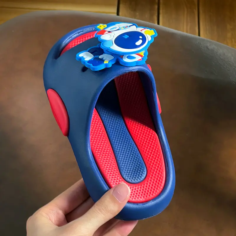 Thick Sole Open Toe Slippers Slip On Children's Sandals Toddler Slides For Boy Summer Spaceman With Rotating Charms Slippers