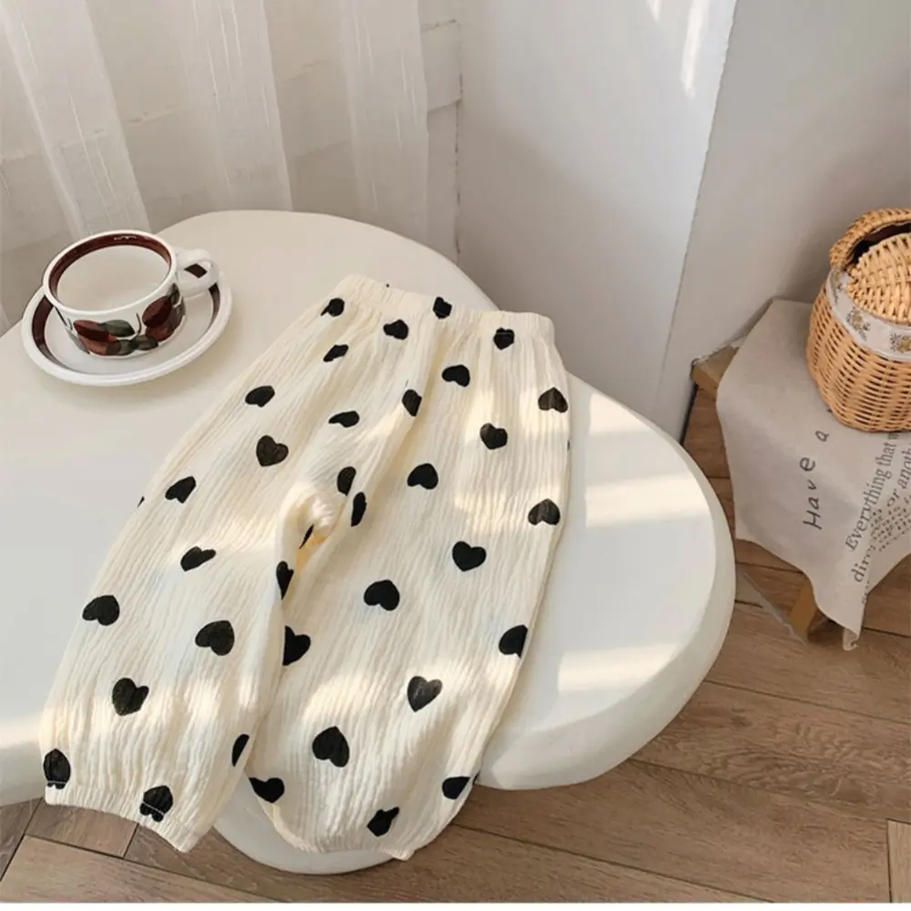 Summer Children Linen Pants Solid Print Bear Cartoon Breathable Teenage Outfits Clothes Korean Kids Boys Girls Casual Trousers