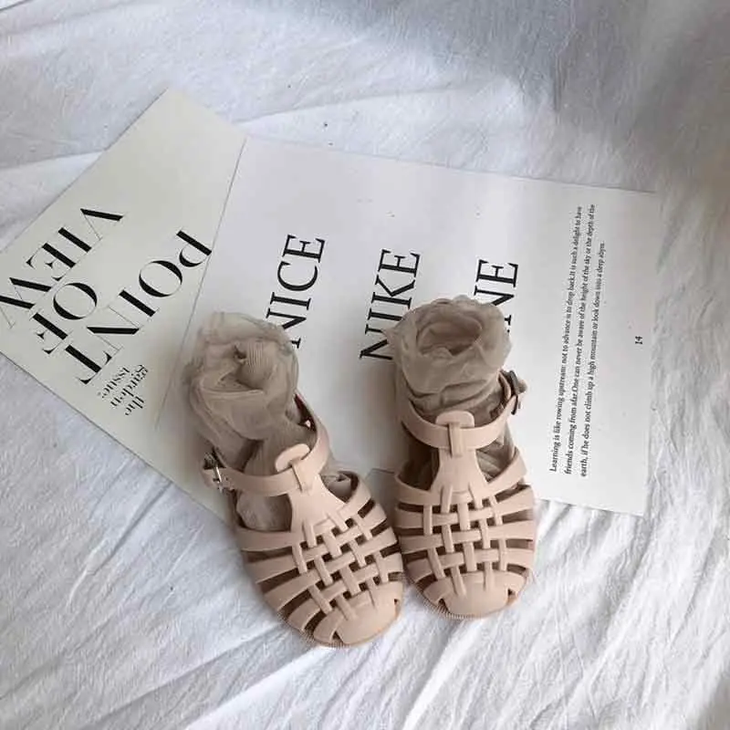 2025 Summer Kids Jelly Sandals Korean-style Open-toe Hollow-out Baby Roman Shoes for Boys and Girls Fashionable