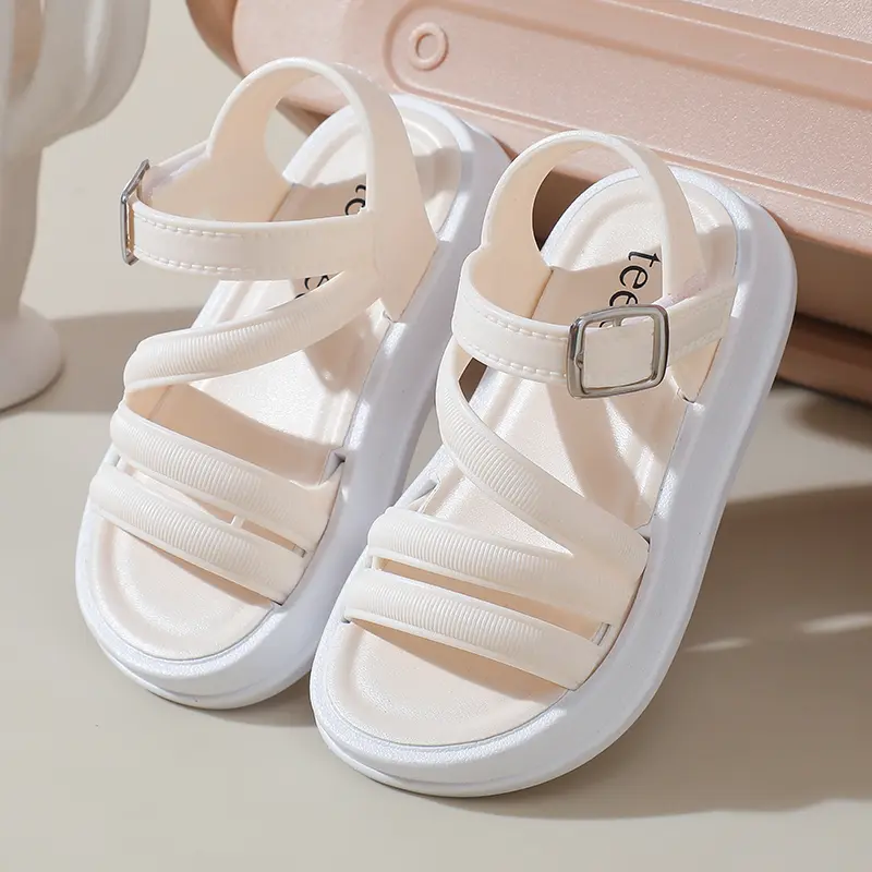 PEYOUR Trendy Cute Solid Color Open Toe Sandals For Girls, Breathable Lightweight Sandals For All Seasons