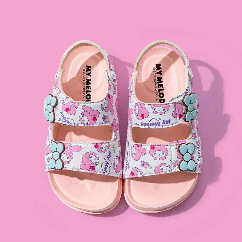 Sanrio Girls Sandals 2025 Summer Casual Children Sandals Mymoledy Girls Flat Shoes Fashion Casual Non Slip Kids Beach Shoes