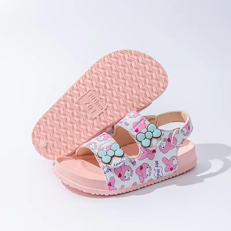 Sanrio Girls Sandals 2025 Summer Casual Children Sandals Mymoledy Girls Flat Shoes Fashion Casual Non Slip Kids Beach Shoes