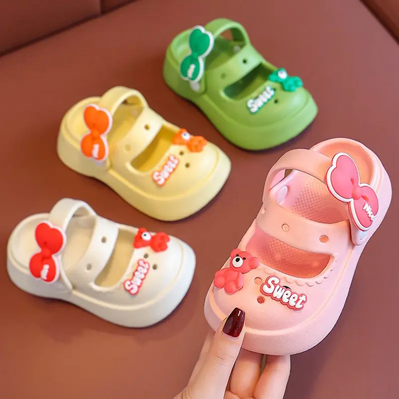 Girls Slippers Decorative Shoes Buckle Set Cute Sandals Fashion Casual Thick Bottom Summer New Shoes Kawaii Cartoon Cute Girls