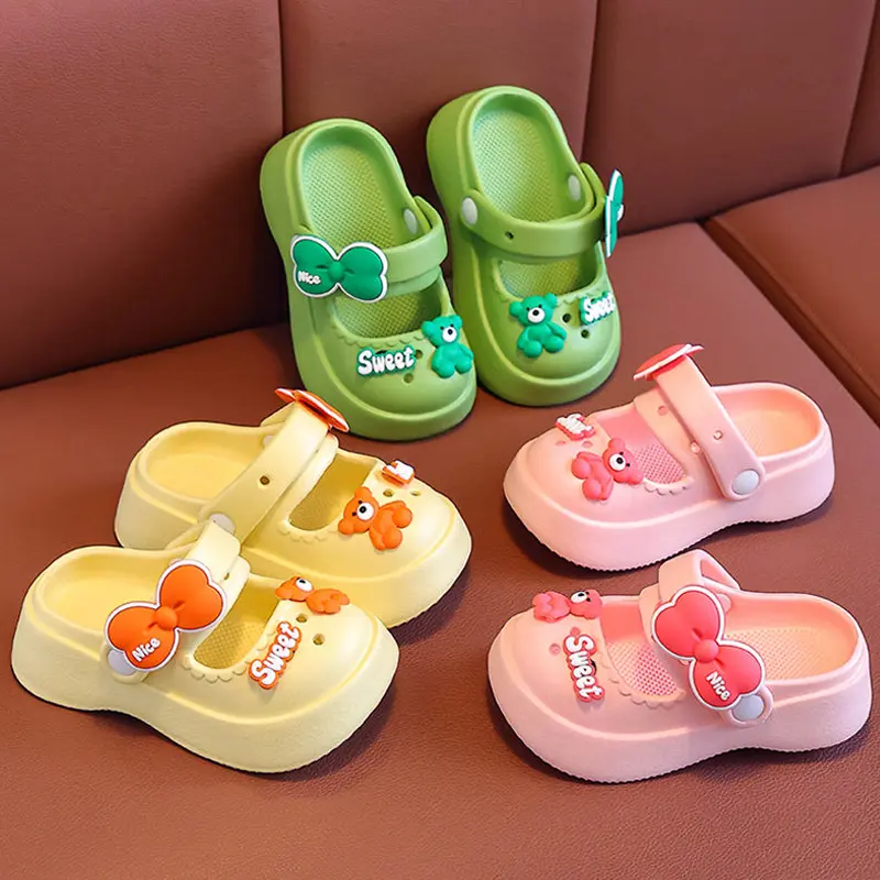 Girls Slippers Decorative Shoes Buckle Set Cute Sandals Fashion Casual Thick Bottom Summer New Shoes Kawaii Cartoon Cute Girls