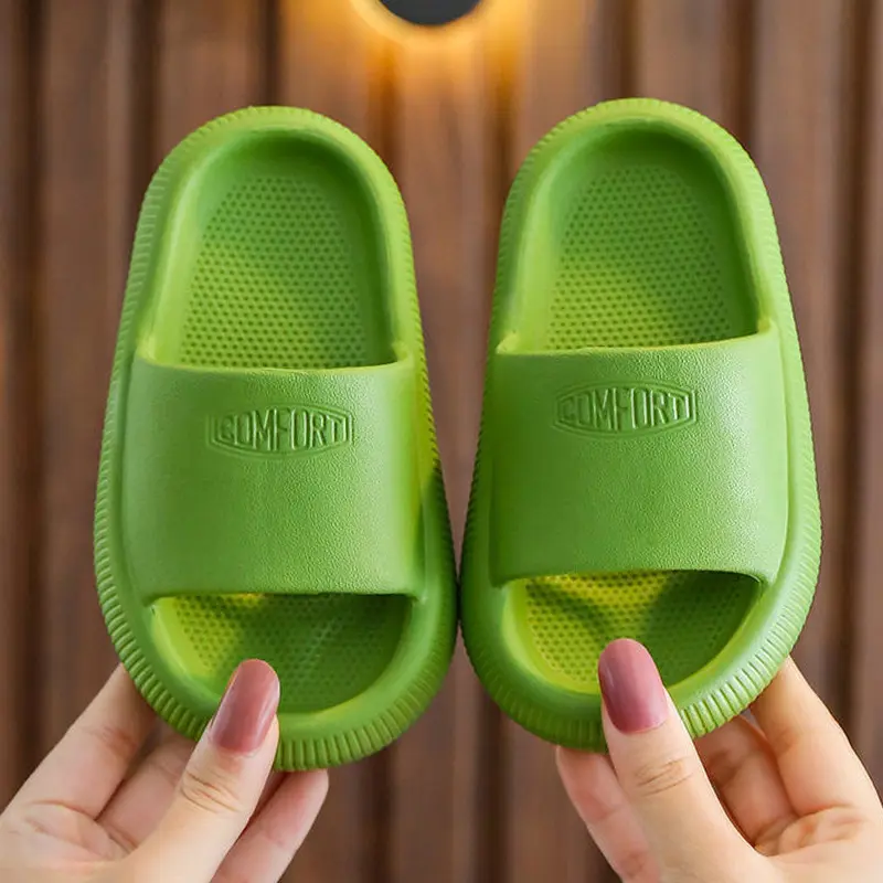 Summer Children's Casual Slippers Solid Color Breathable Non-Slip Home Bathroom Beach Kids Soft Slippers Boys Girls Indoor Shoes