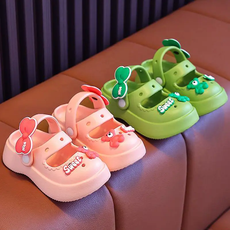 Girls Slippers Decorative Shoes Buckle Set Cute Sandals Fashion Casual Thick Bottom Summer New Shoes Kawaii Cartoon Cute Girls