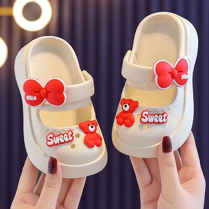 Girls Slippers Decorative Shoes Buckle Set Cute Sandals Fashion Casual Thick Bottom Summer New Shoes Kawaii Cartoon Cute Girls