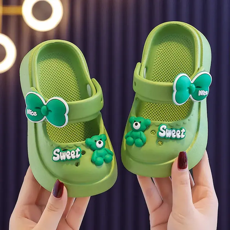 Girls Slippers Decorative Shoes Buckle Set Cute Sandals Fashion Casual Thick Bottom Summer New Shoes Kawaii Cartoon Cute Girls