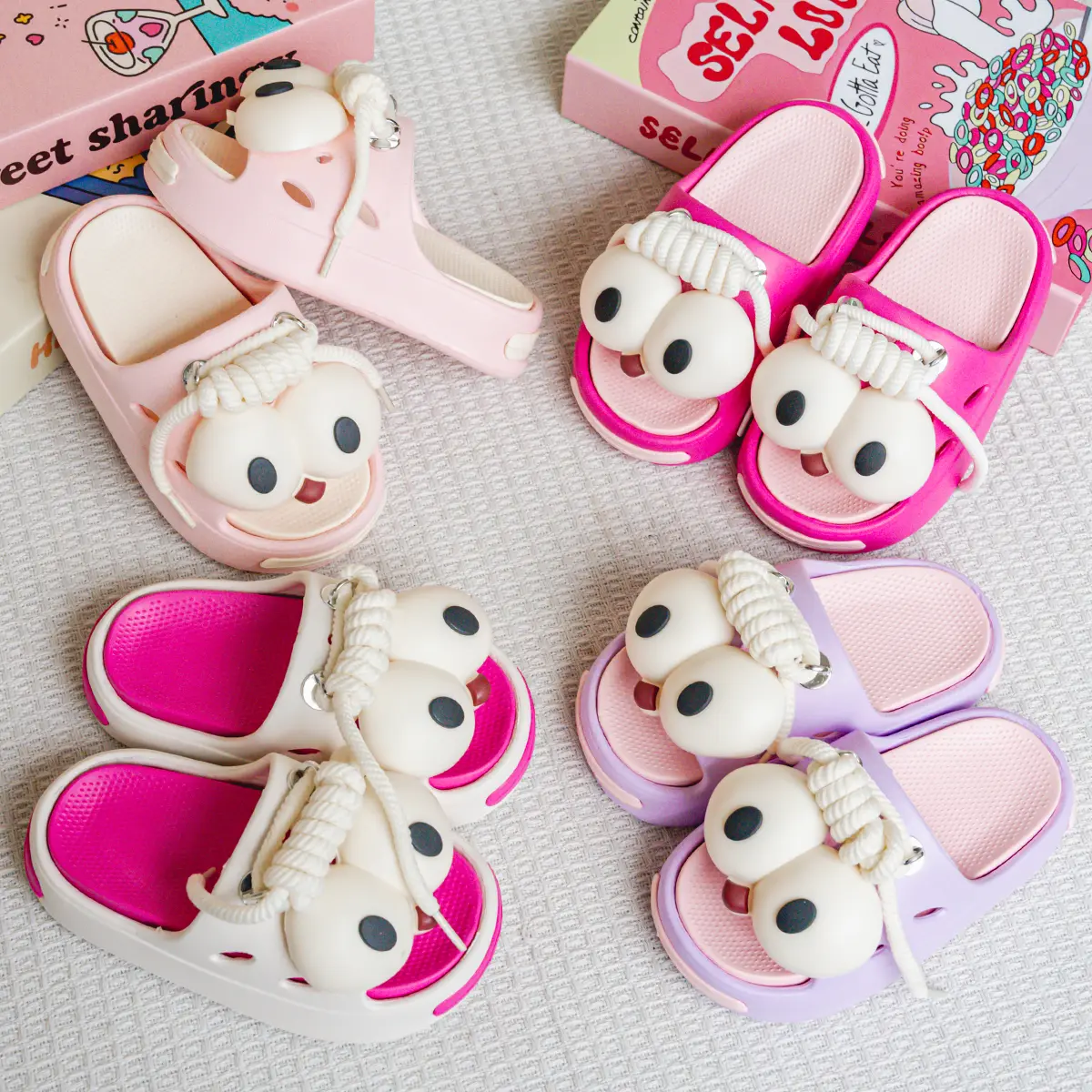 New Popular Cartoon Big Eyes Versatile Girls Eva Slippers Fashionable Double Soft-Soled Non-Slip Sandals 831