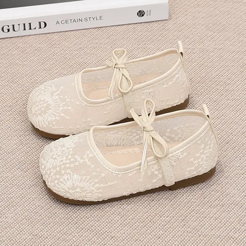 Girls Spring Summer Shoes Newly Comfort Soft Sole Kids Shoes Breathable Non-Slip Casual Sandals Flexible Elegant Princess Flats