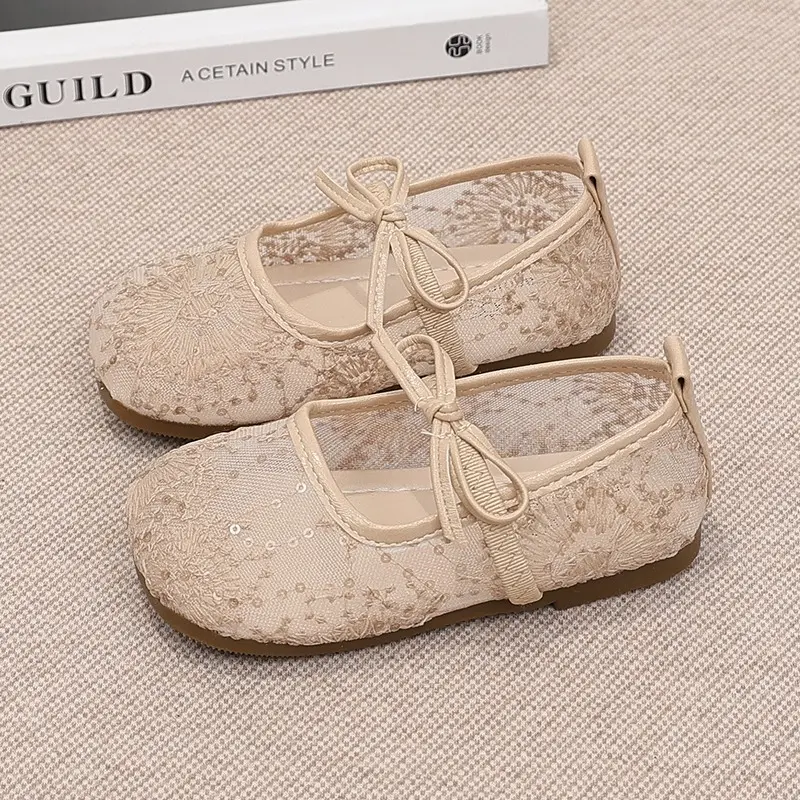 Girls Spring Summer Shoes Newly Comfort Soft Sole Kids Shoes Breathable Non-Slip Casual Sandals Flexible Elegant Princess Flats