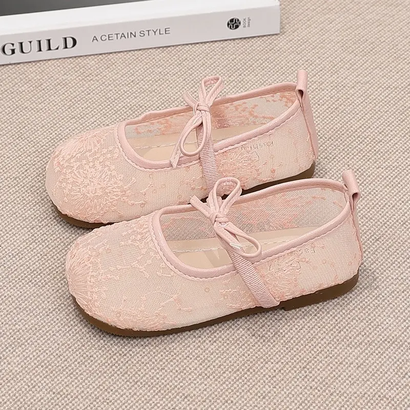 Girls Spring Summer Shoes Newly Comfort Soft Sole Kids Shoes Breathable Non-Slip Casual Sandals Flexible Elegant Princess Flats