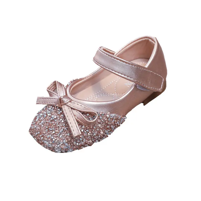 Baby Girls Shoes Leather Flats Princess Rhinestone Bling Dress Shoes For Party Wedding Stage Performance Children Toddlers Shoes
