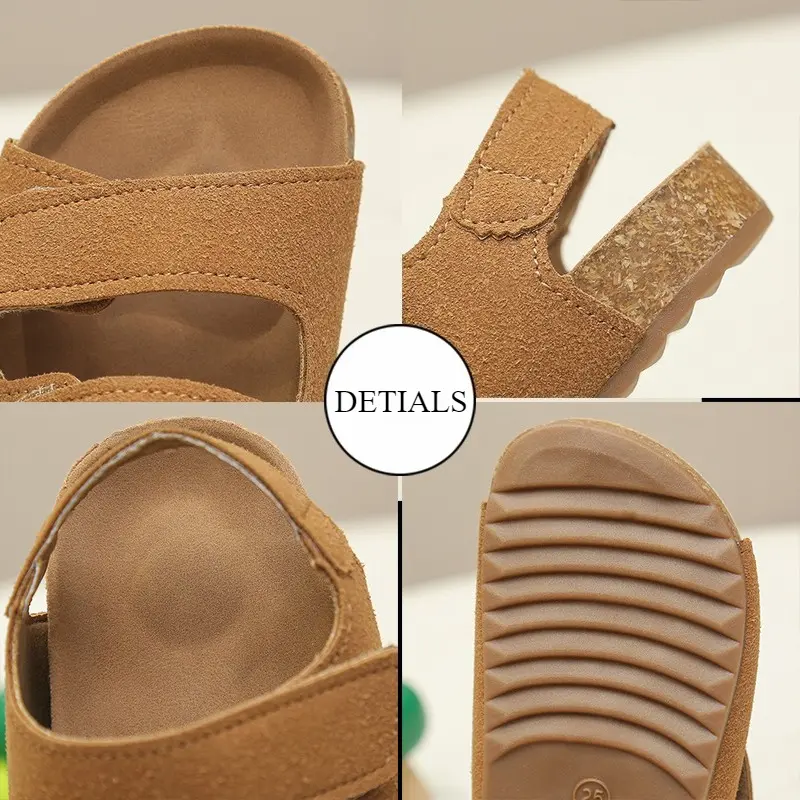 2025 Brand Children's Suede Sandals with Arch Support Summer Boys Slip-On Beach Shoes Casual Baby Girl Water Shoes Child I04262