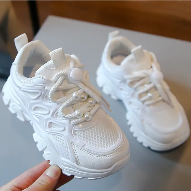2024 Children's Sneakers Spring Autumn Mesh Chunky White Sneakers for Kids Girls Fashion Versatile Toddlers School Running Shoes