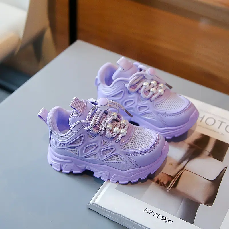 2024 Children's Sneakers Spring Autumn Mesh Chunky White Sneakers for Kids Girls Fashion Versatile Toddlers School Running Shoes
