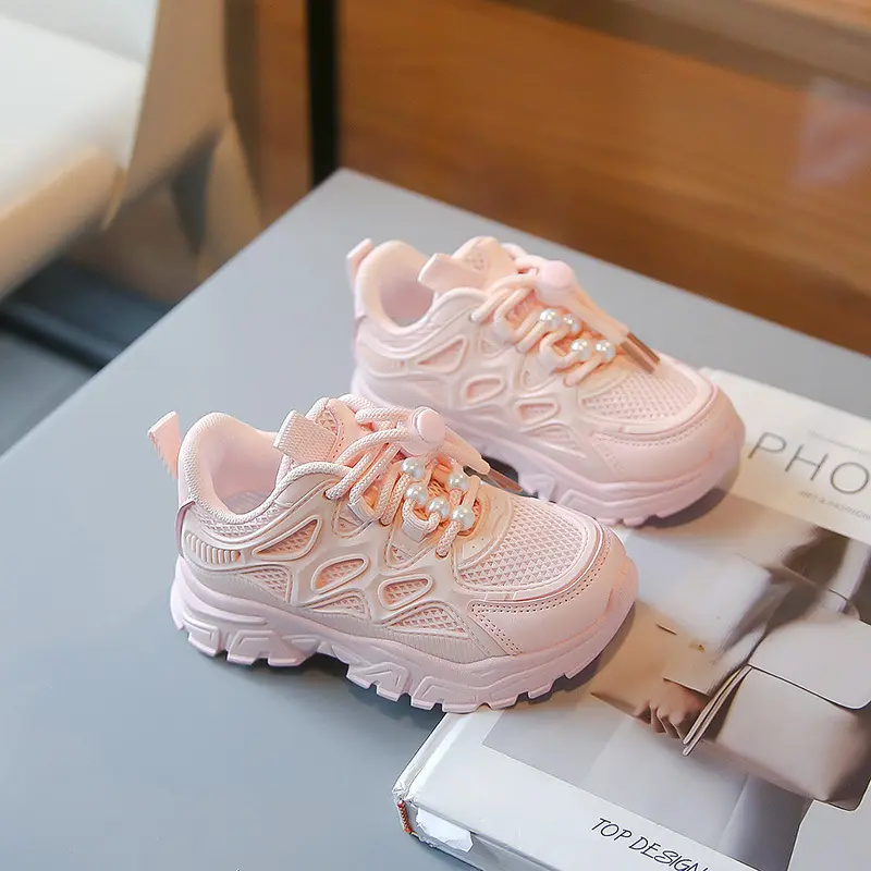 2024 Children's Sneakers Spring Autumn Mesh Chunky White Sneakers for Kids Girls Fashion Versatile Toddlers School Running Shoes