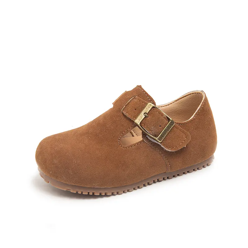 Kids Fashion Boys Casual Shoes Round-toe Buckle Soft Breatheable T-Strap Cute Children Girls Flats Solid Color Drop Shipping PU