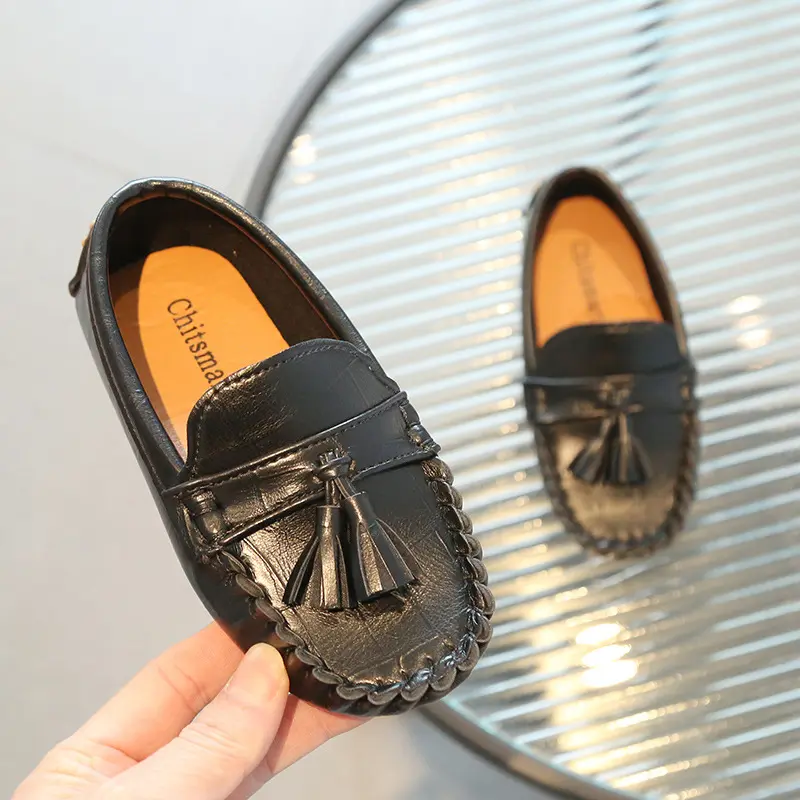 Boys Kids Fashion Loafers Tassels Simple Slip-on Spring New 2023 Non-slip Solid Color Girls Moccasin Shoes Soft Flat Child Shoes