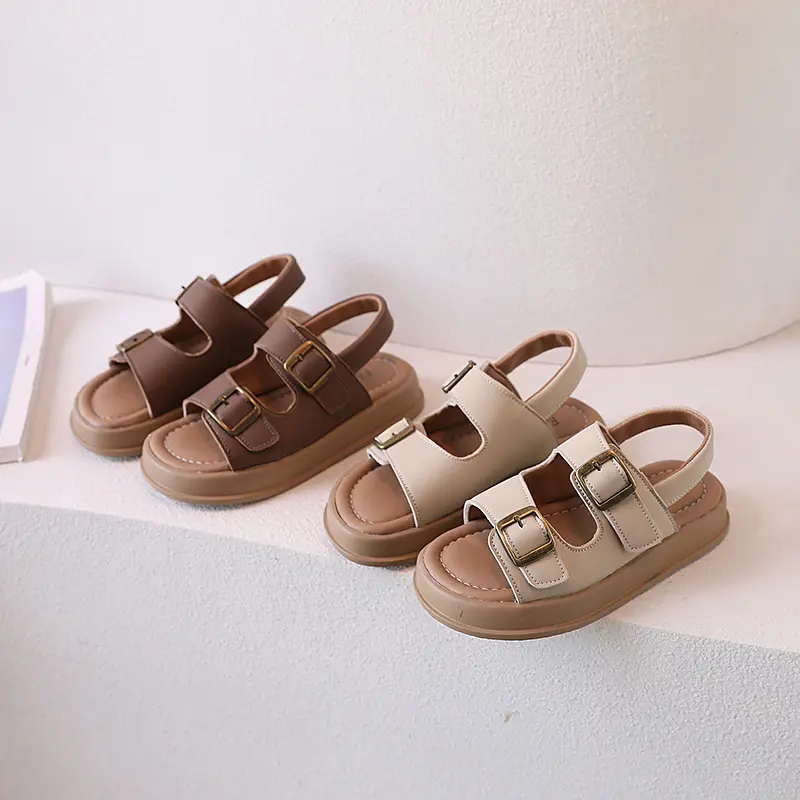 Kids Sandal 2024 New Summer Sandals for Boy Fashion Girls Thick Bottom Causal Sandals Children Beach Shoes Open-toe Hook Loop