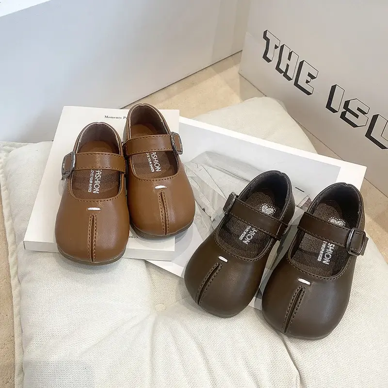 2025 Children Princess Shoes for Girls Spring New Fashion Korean Style Soft Bottom Anti-slippery Versatile Chic Pu Leather Shoes