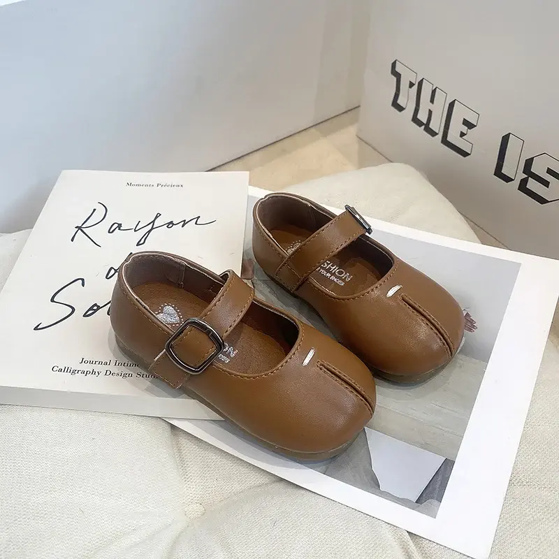 2025 Children Princess Shoes for Girls Spring New Fashion Korean Style Soft Bottom Anti-slippery Versatile Chic Pu Leather Shoes